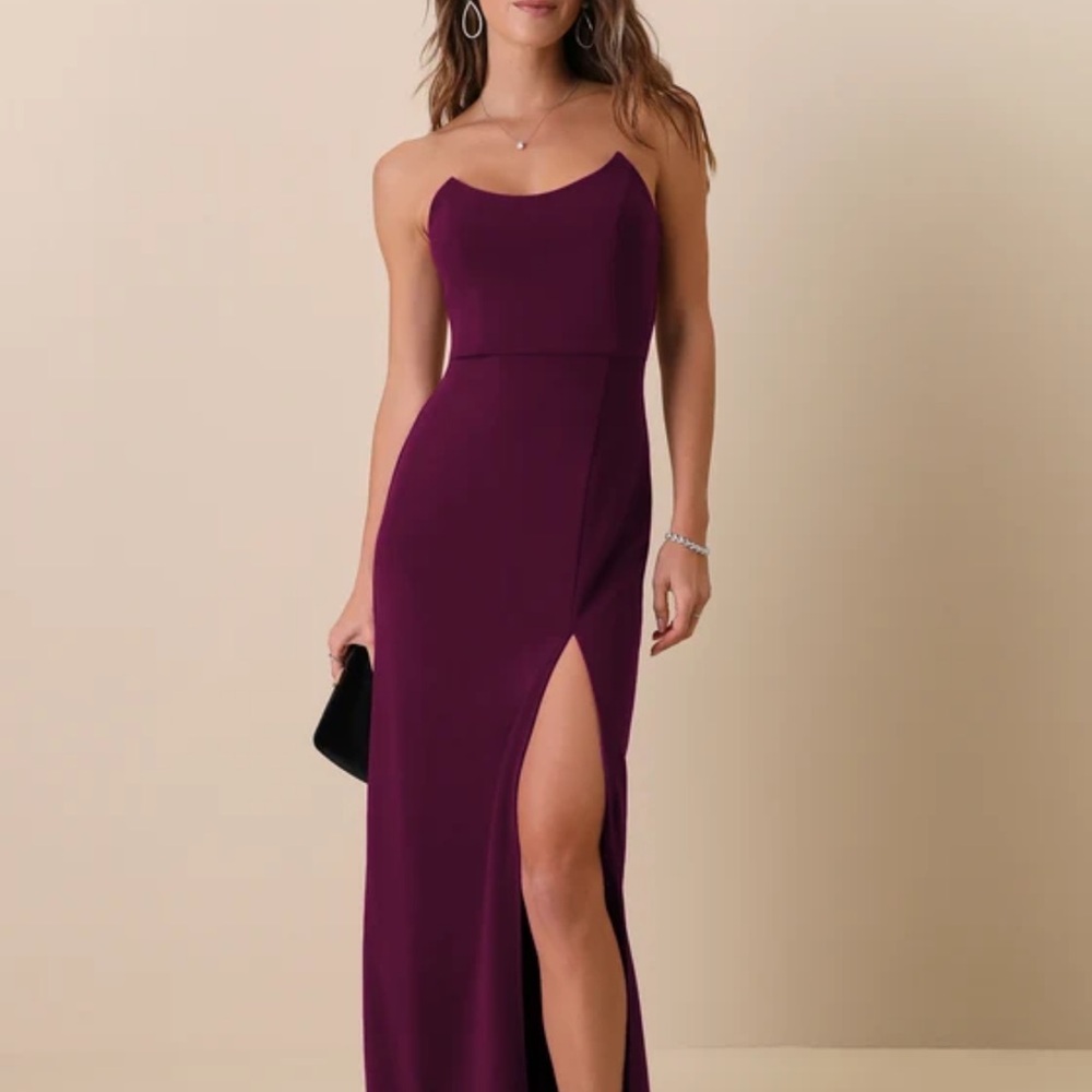 Lulus Plum Strapless Maxi Dress